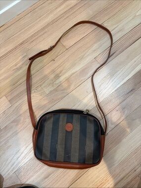 Fendi Brown and Black Striped Crossbody Bag